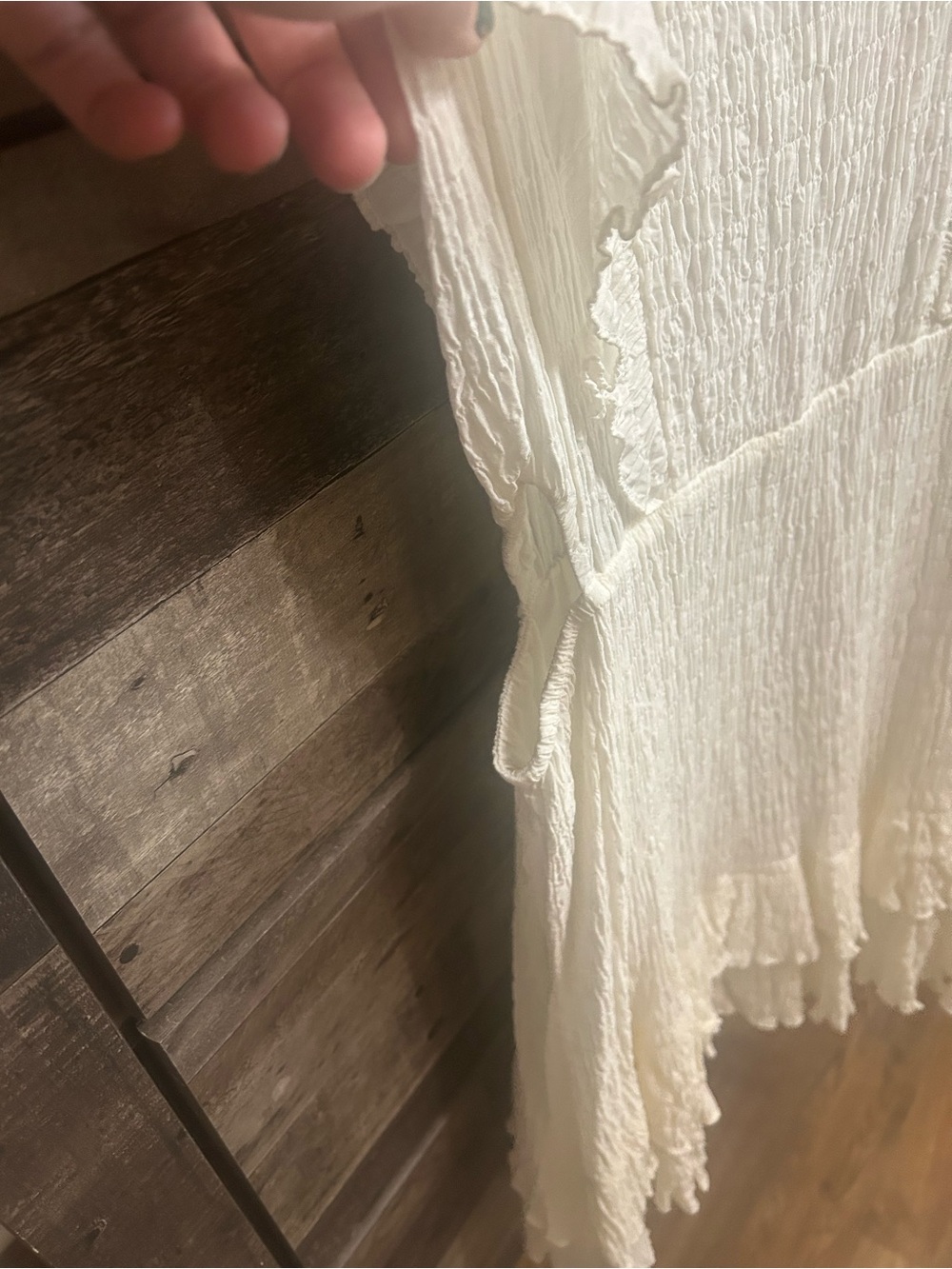White Ruffle Textured Mini Dress - Picture 3 of 5